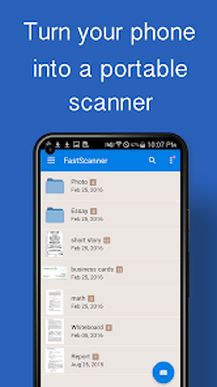 Главный экран Fast Scanner со списком папок и кнопкой камеры