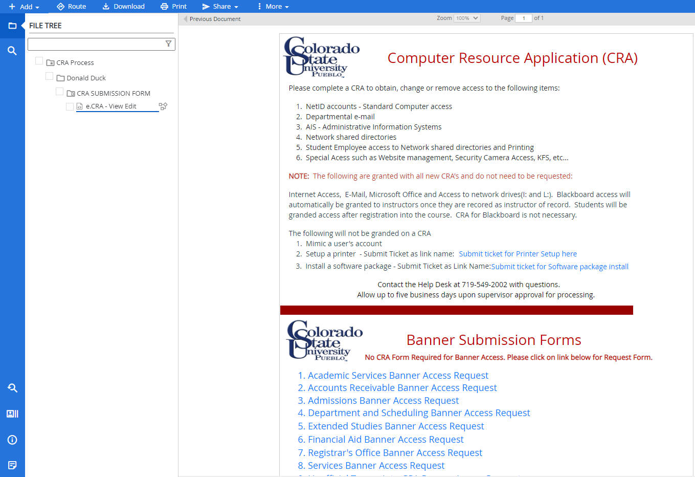 Web Viewer FileBound с деревом файла и выбранным документом