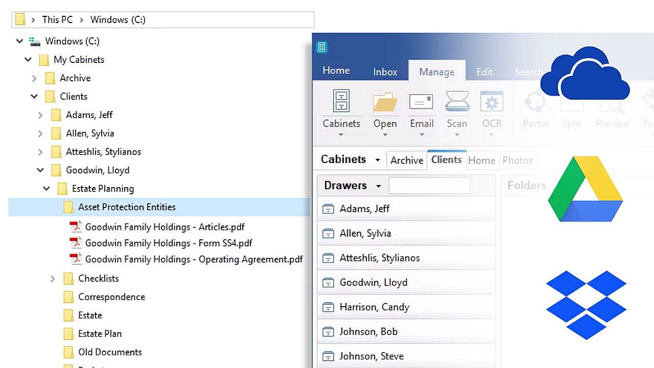Связь обычных папок Windows и облачных каталогов в FileCenter