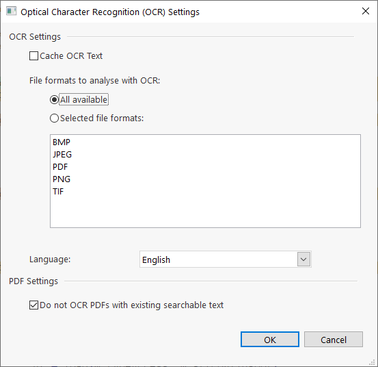 Настройки OCR для распознавания сканов в FileLocator Pro