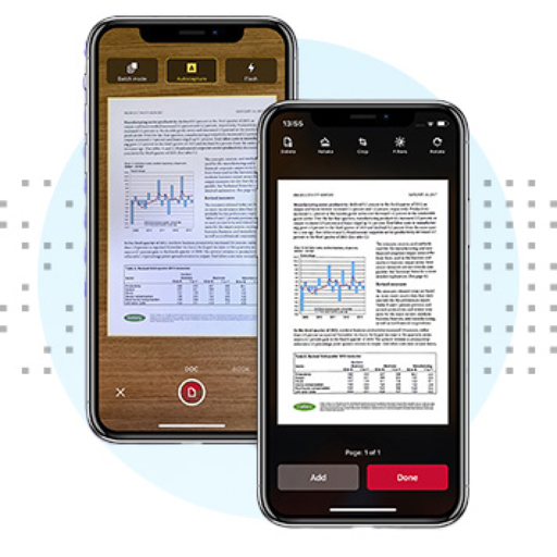 Камера и экран обрезки страницы в FineReader PDF for Mobile