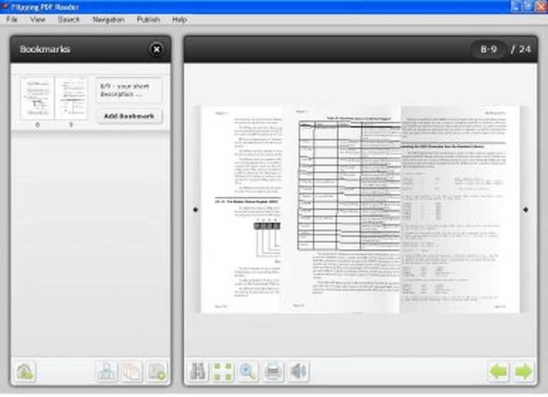 Панель закладок Flipping PDF Reader