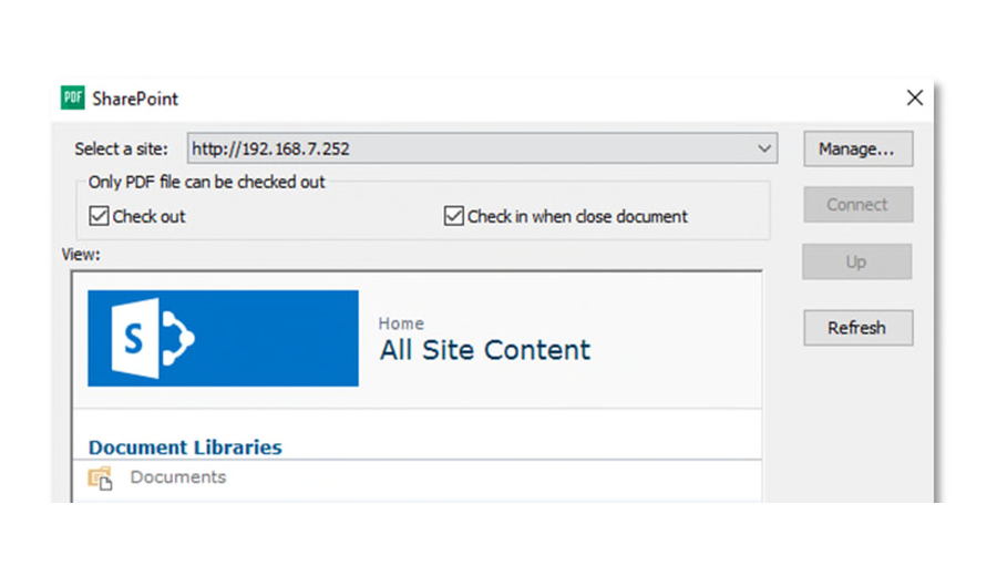 Диалог выбора библиотеки SharePoint