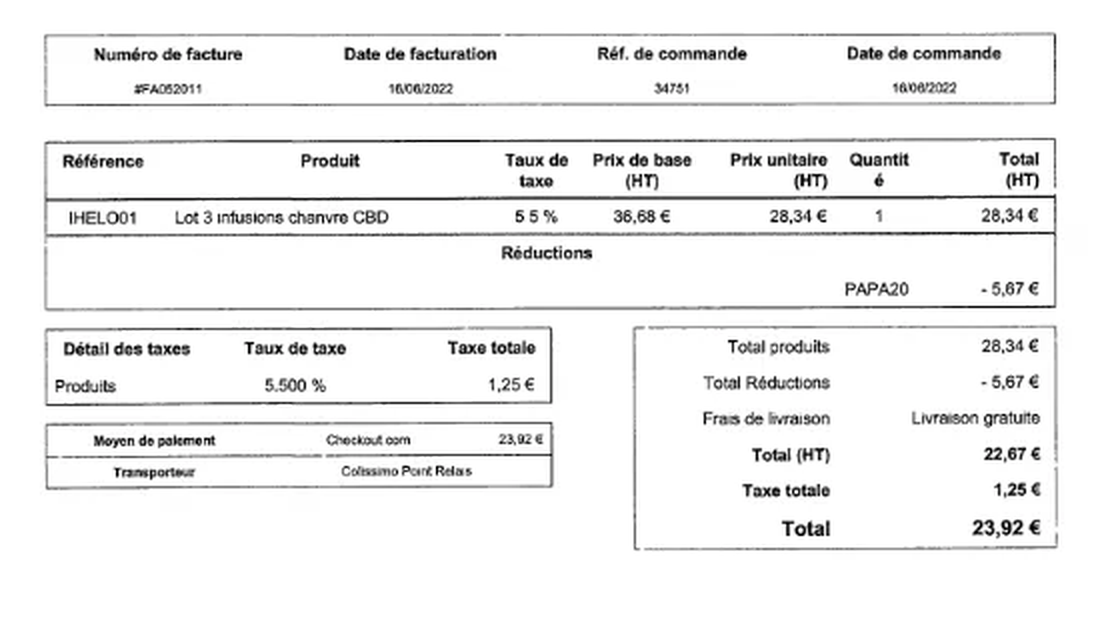 Исходная таблица счёта перед анализом структуры средствами GdPicture OCR