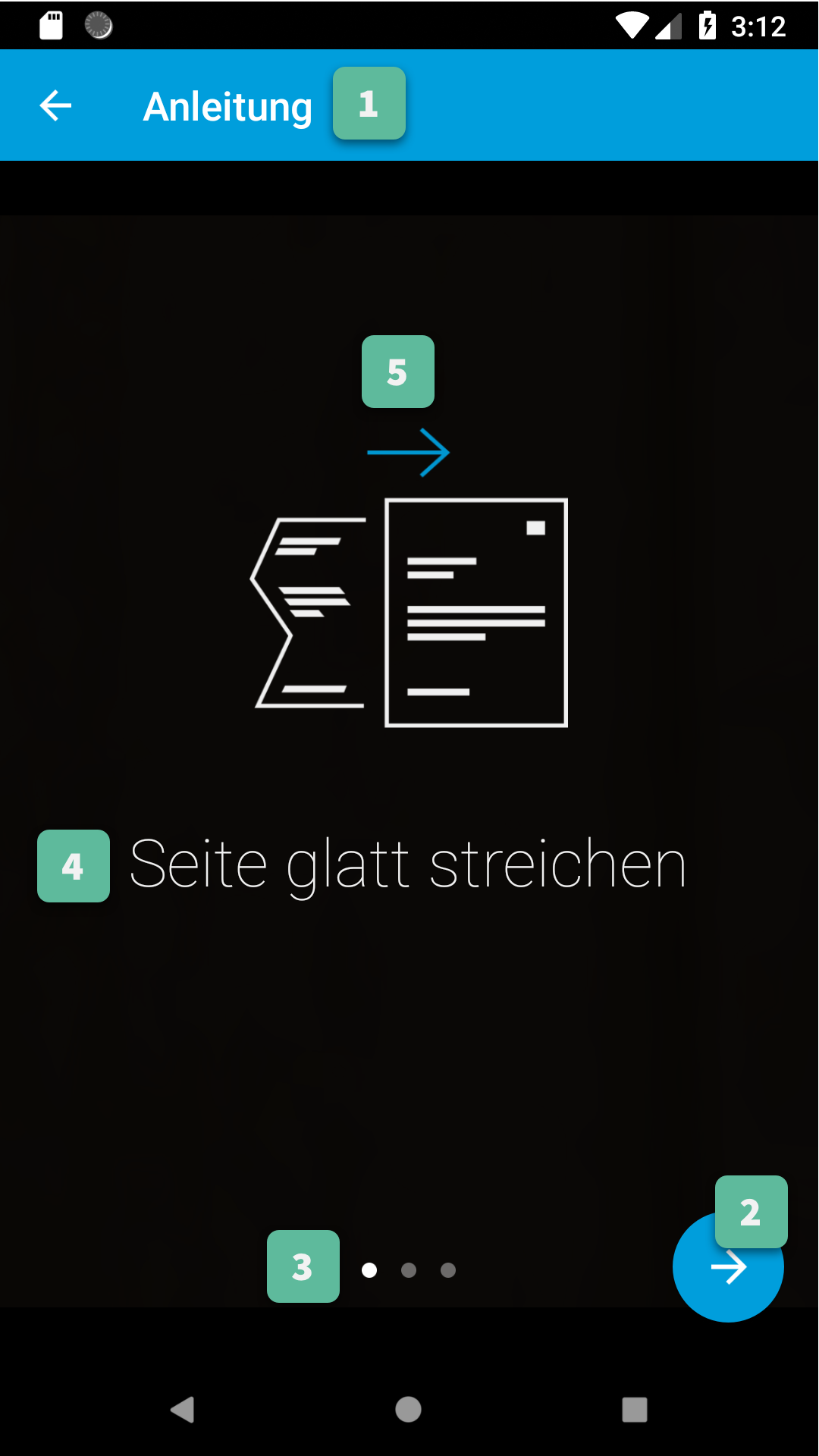 Экран обучения Gini Capture SDK с подсказкой по подготовке страницы