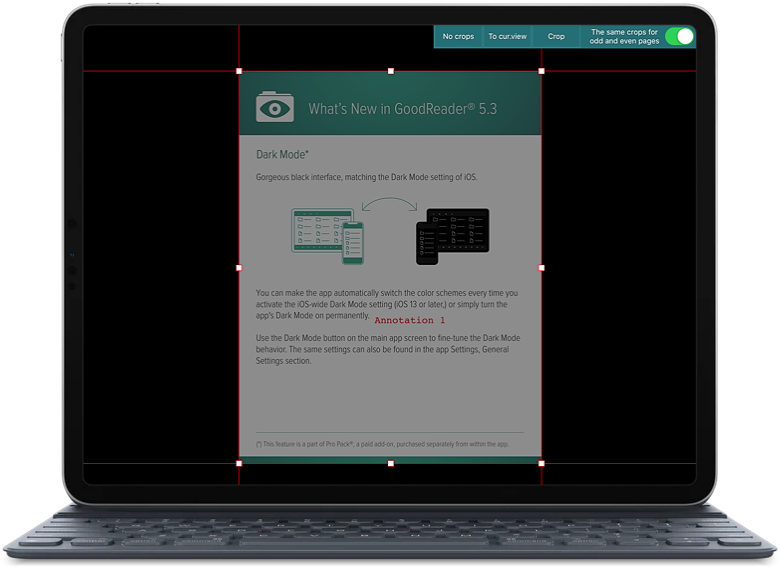 Обрезка полей PDF в GoodReader