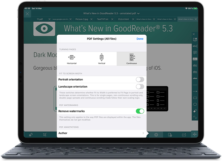 Интерфейс GoodReader