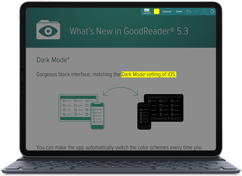 Интерфейс GoodReader