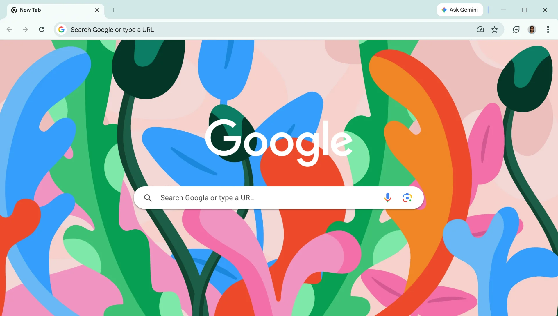 Окно Google Chrome с новой вкладкой, адресной строкой и панелью вкладок