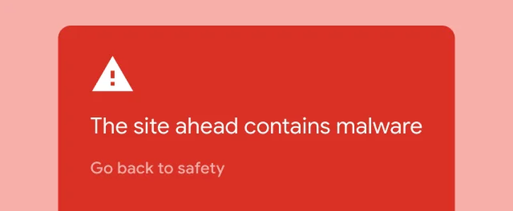 Предупреждение Google Chrome о вредоносном сайте