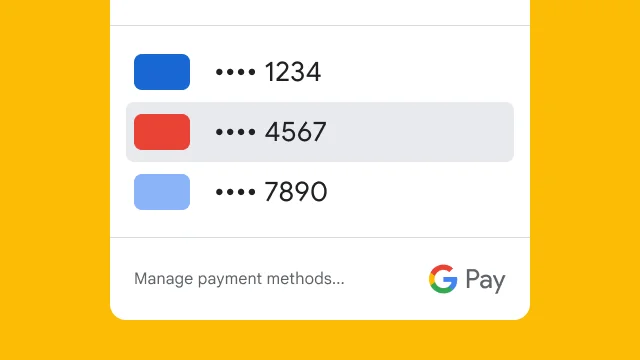 Список сохранённых платёжных методов в интерфейсе Chrome
