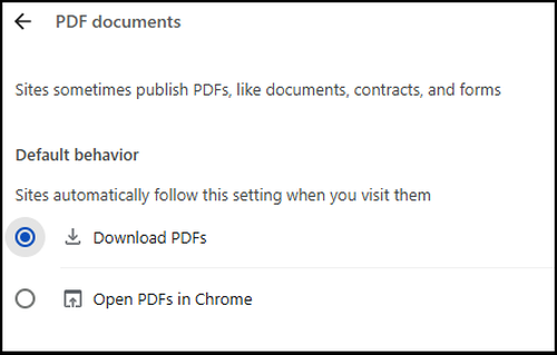 Настройка Chrome для загрузки PDF или открытия документов во встроенном просмотрщике