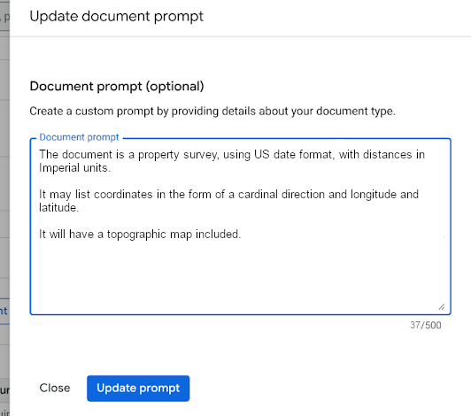 Редактирование document prompt для пользовательского экстрактора