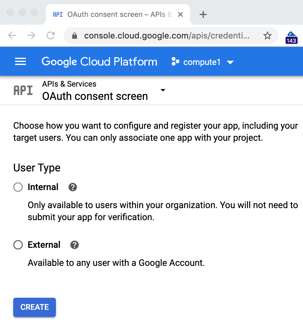 Выбор типа пользователей на экране OAuth consent