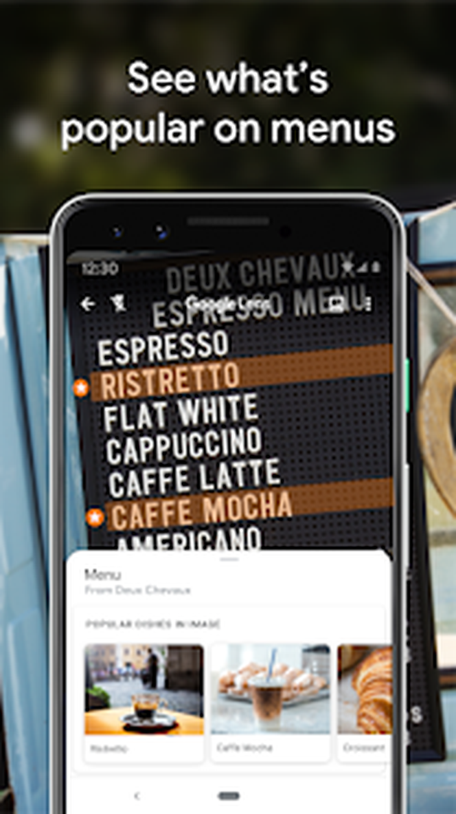 Интерфейс Google Lens: 07 menu dishes