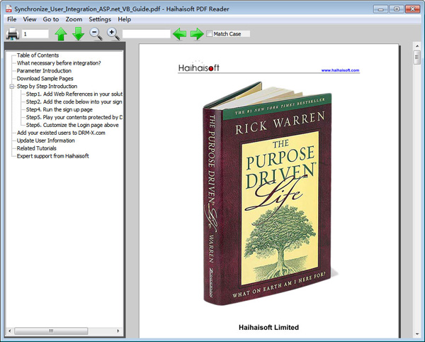 Главное окно Haihaisoft PDF Reader с открытым документом и панелью содержания