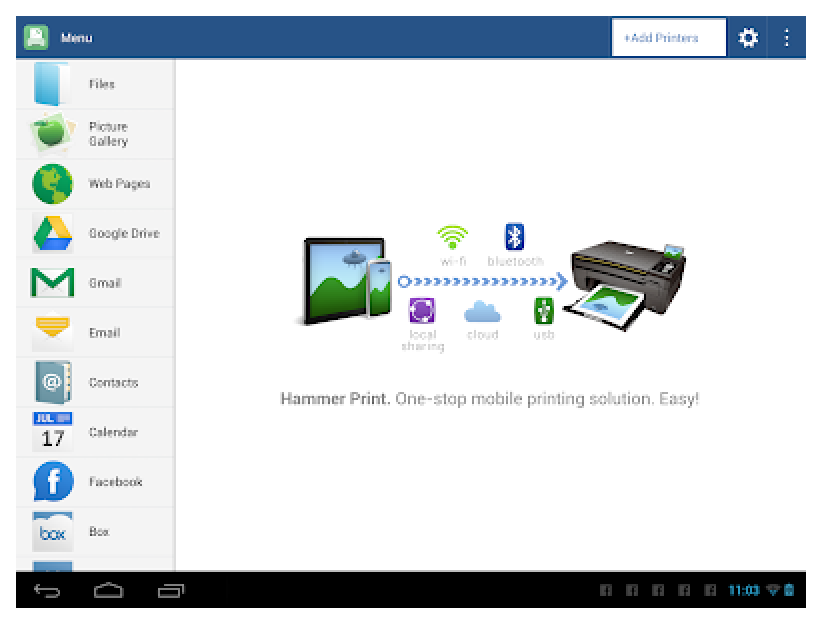 Широкий интерфейс Hammermill Print на планшете