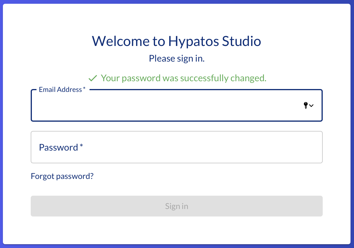 Подтверждение смены пароля Hypatos