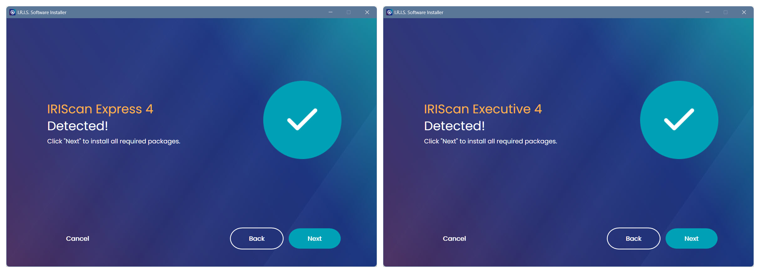 IRIS Software Installer обнаружил IRIScan Express 4