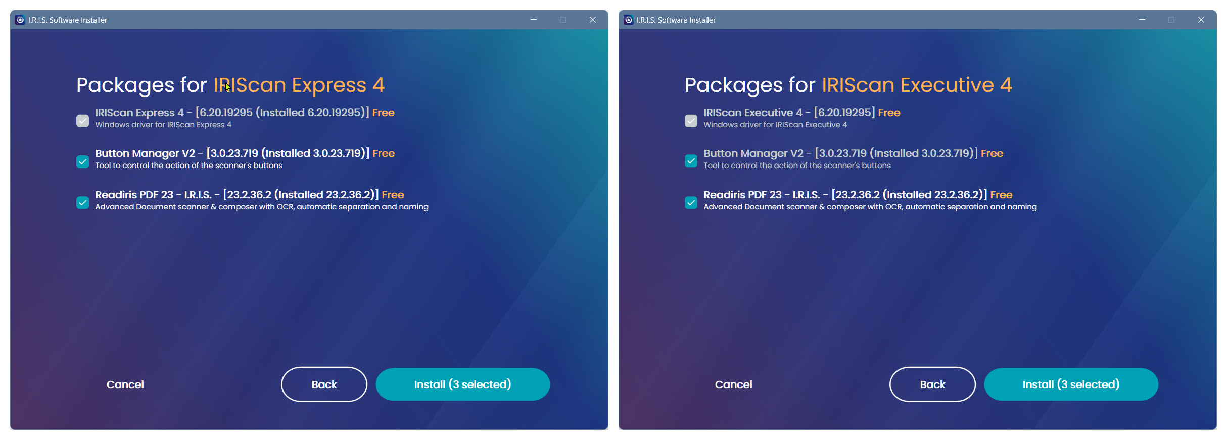 Выбор драйвера Button Manager и Readiris PDF 23