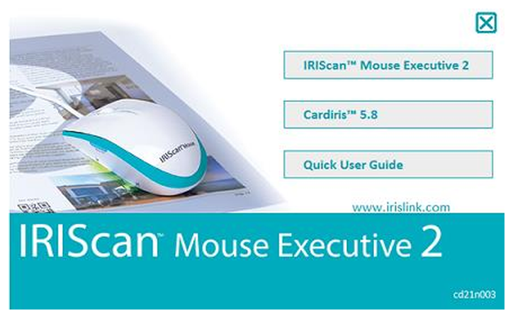 Меню установки IRIScan Mouse Executive 2 и Cardiris