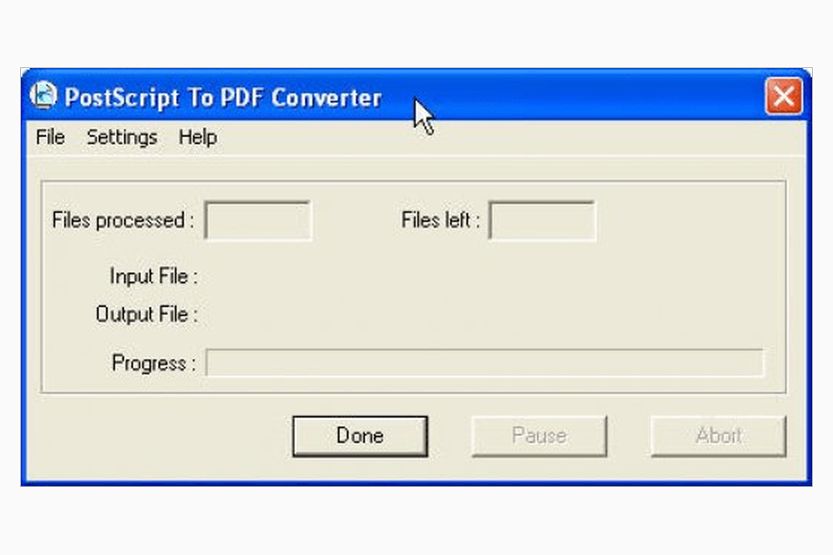 Окно PostScript to PDF Converter
