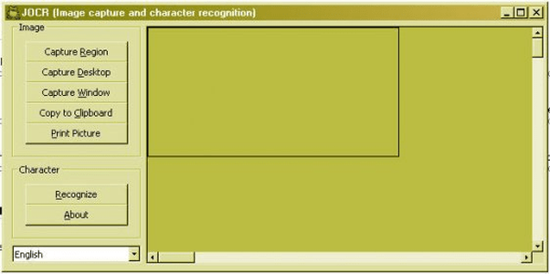 Окно JOCR с панелью Image, группой Character и областью предварительного просмотра