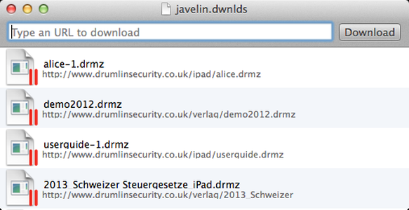 Загрузчик защищённых документов в Javelin3 для macOS
