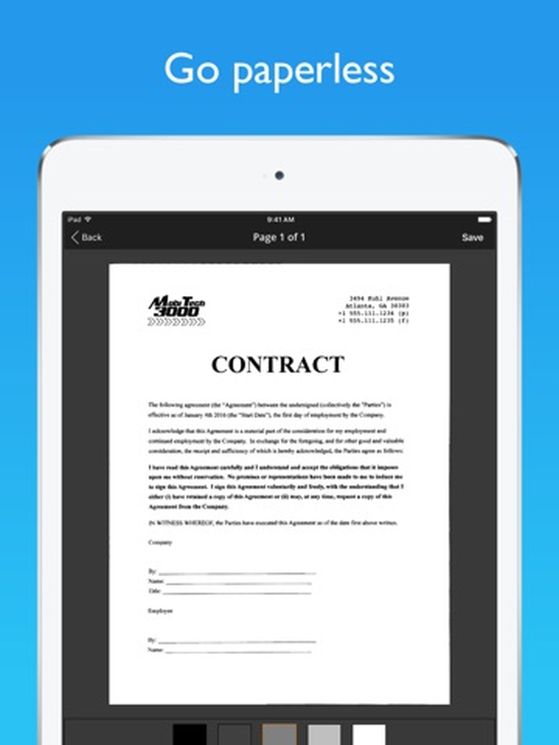 Просмотр страницы документа JotNot Scanner на iPad