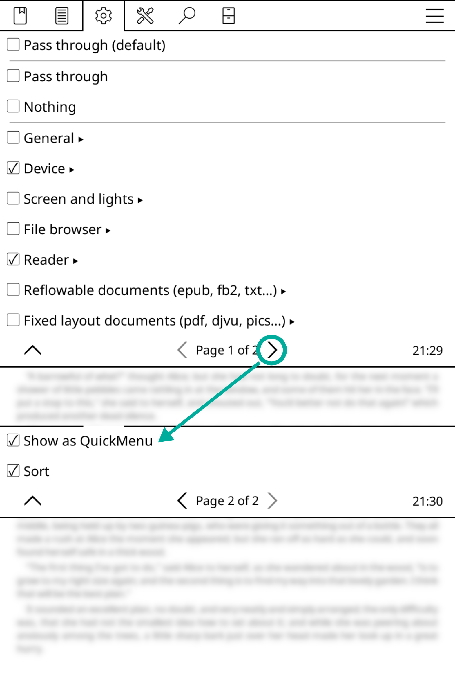 Создание быстрого меню KOReader простым способом