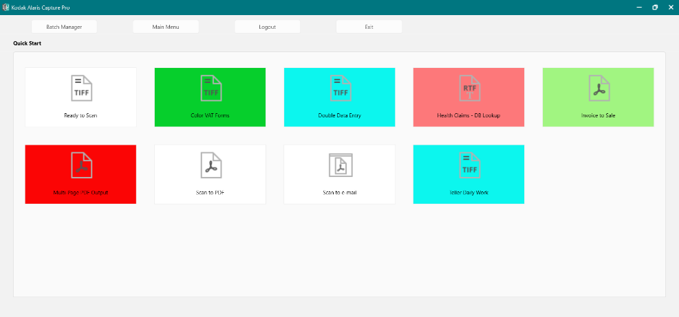 Плитки Quick Start и выбор настроенного процесса