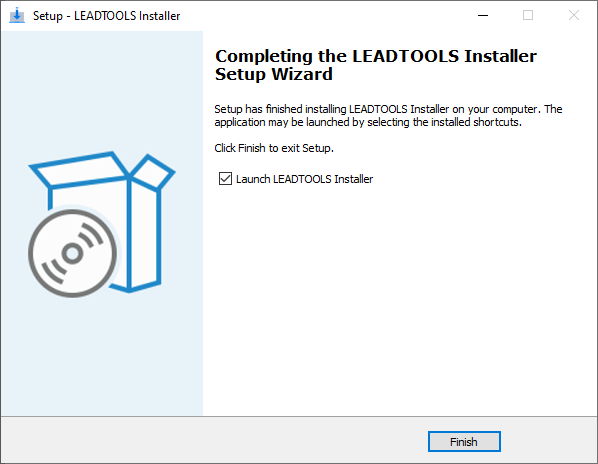 Завершение установки менеджера LEADTOOLS
