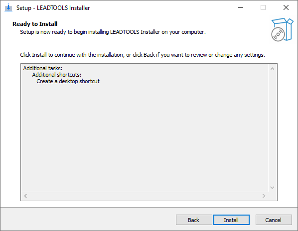 Сводка компонентов перед установкой LEADTOOLS