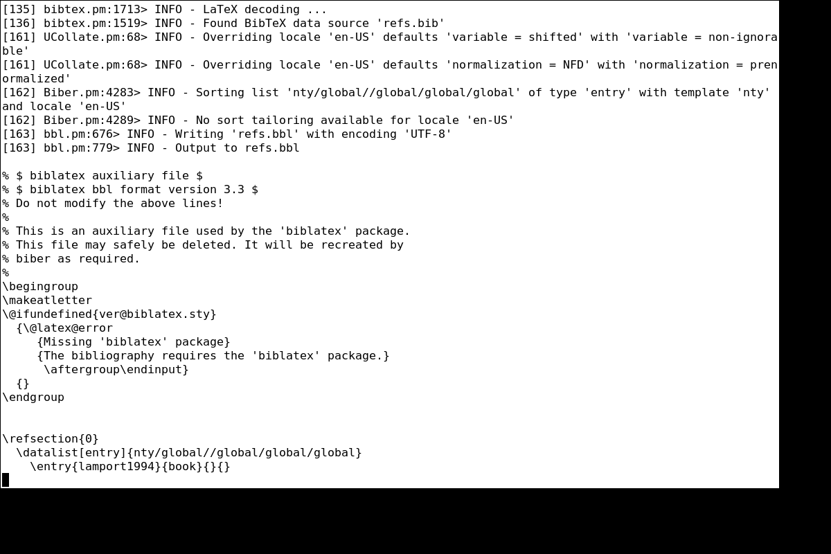 Обработка библиографии LaTeX программой Biber