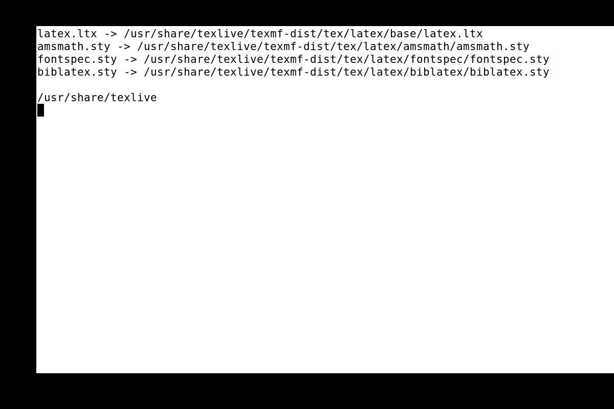 Поиск установленных файлов LaTeX программой kpsewhich