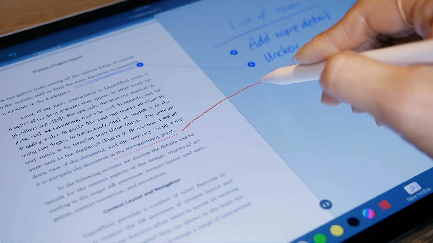 Рукописная работа в LiquidText на планшете