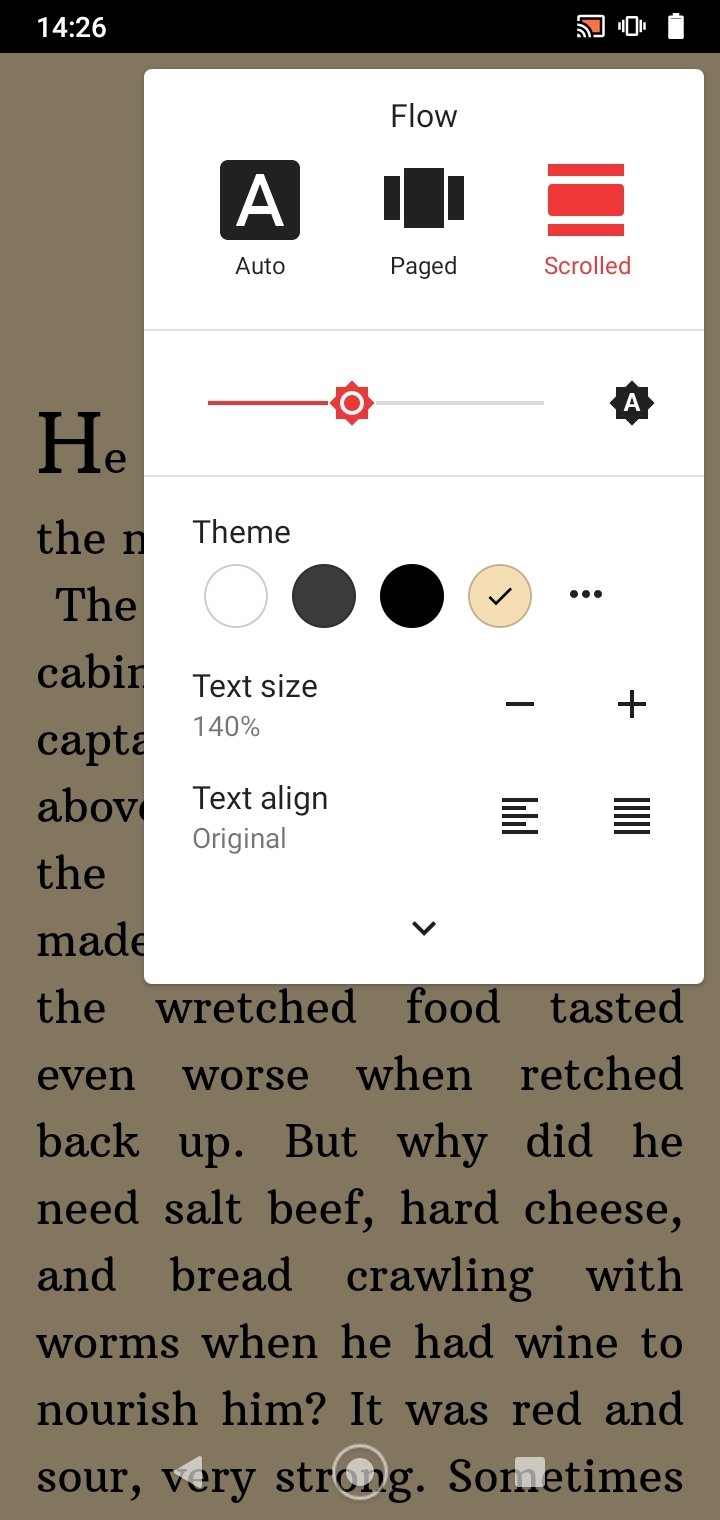 Сепия и режим Scrolled в Lithium EPUB Reader