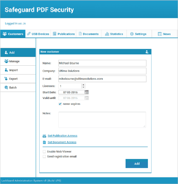 Добавление получателя и назначение доступа в Safeguard Admin
