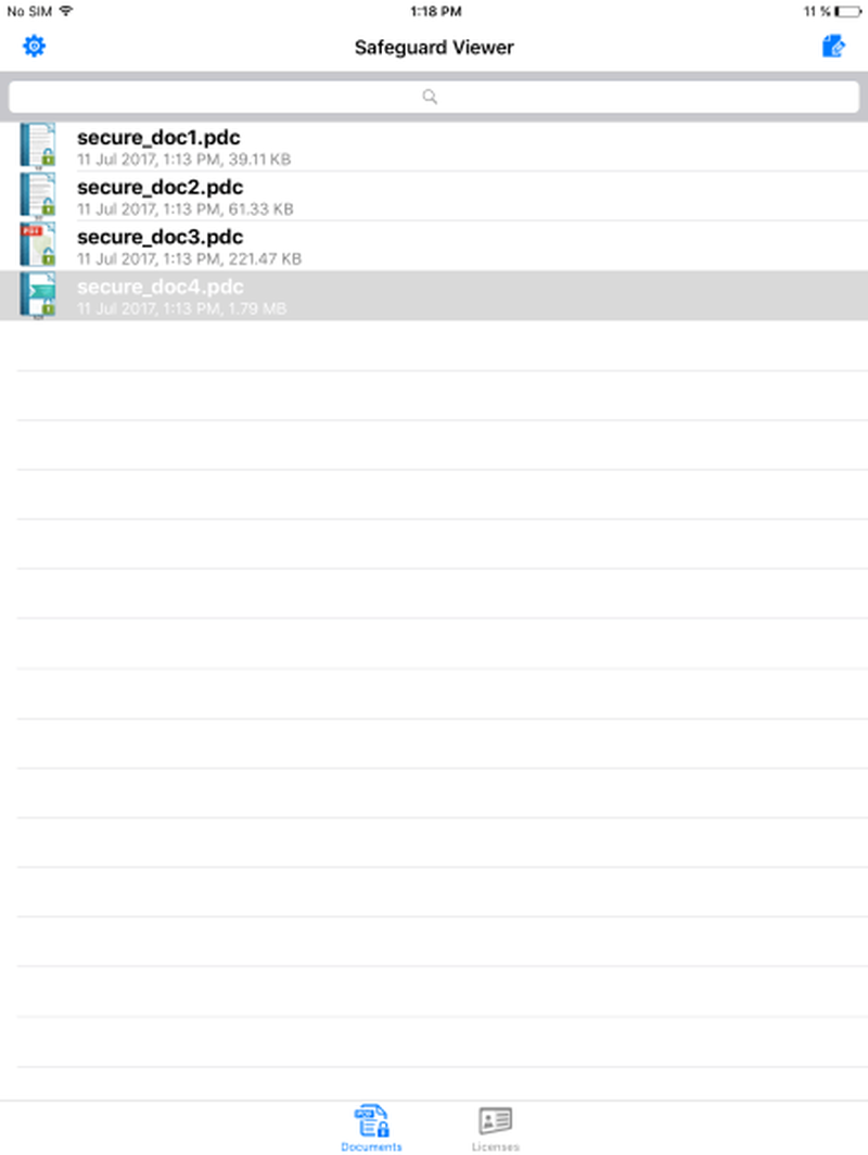 Библиотека PDC-документов в Locklizard Safeguard Viewer на iOS