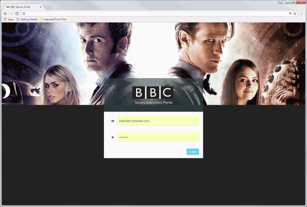 Пример фирменной страницы входа Web Viewer