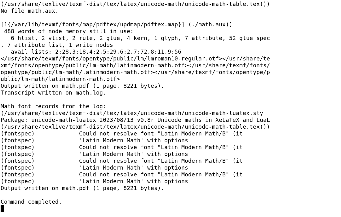 Реальная сборка формулы с unicode-math