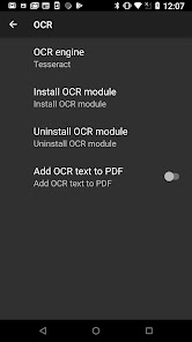 Настройки OCR MDScan с движком Tesseract и текстовым слоем PDF