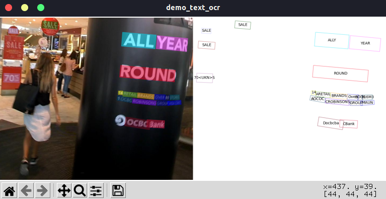 Окно MMOCRInferencer с результатом полного распознавания текста