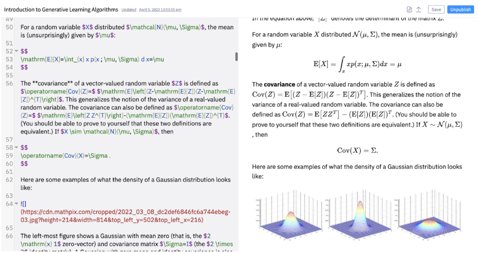Редактор Mathpix Markdown и визуальный предпросмотр документа
