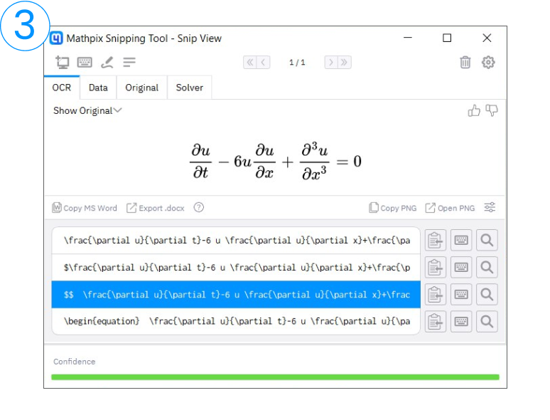 Интерфейс Mathpix Snip: latex: копирование и проверка кода