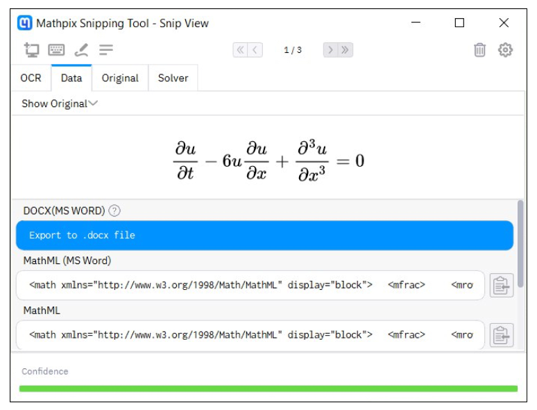 Интерфейс Mathpix Snip: вставка уравнений в microsoft word