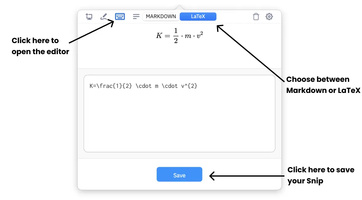 Интерфейс Mathpix Snip: markdown и mathpix markdown