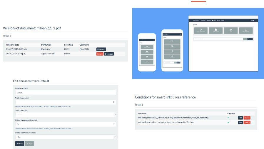 Примеры версий документа и умных связей в Mayan EDMS