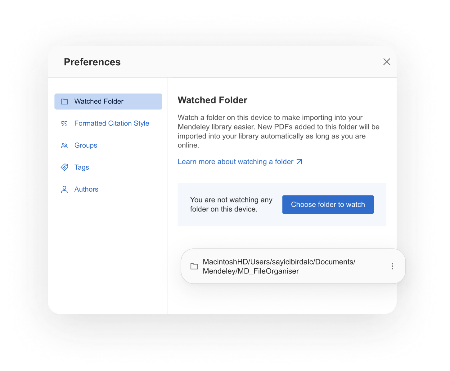 Настройка Watched Folder в Mendeley Reference Manager