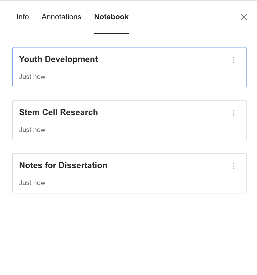 Mendeley Notebook с заметками по публикациям